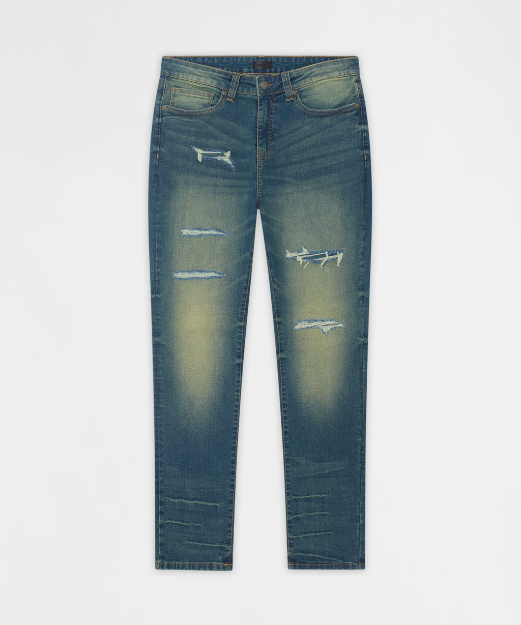 Everyday Distressed Skinny Jeans - Vintage Blue
