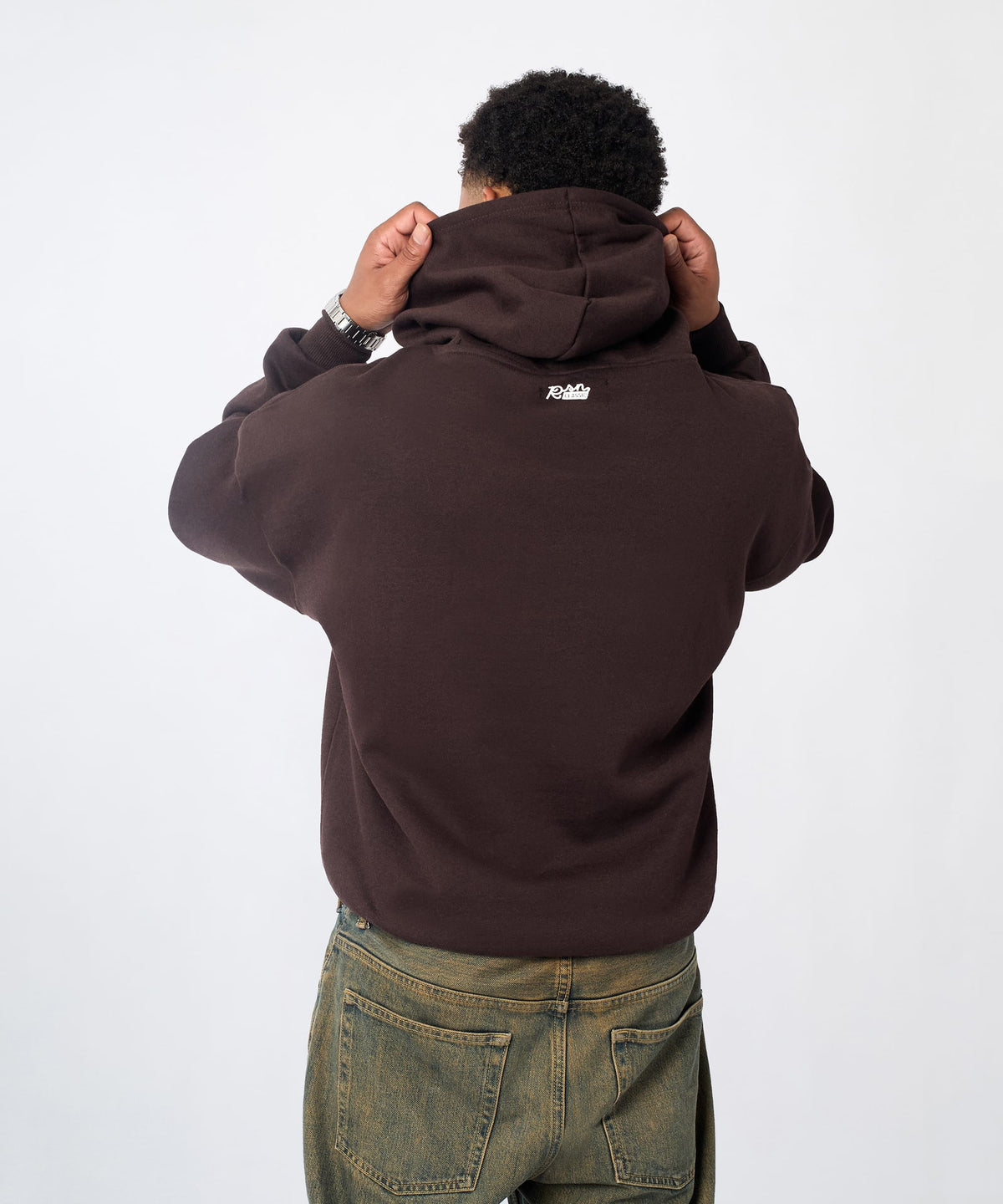 Essential Pull Over Boxy Fit Hoodie - Brown